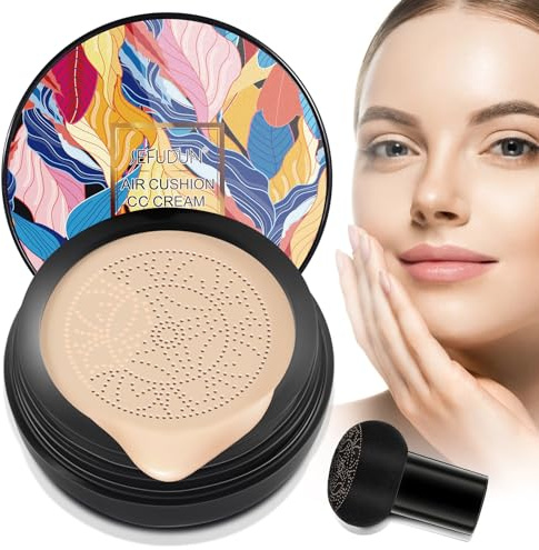 Mushroom Head Air Cushion CC Cream, Foundation Moisturizing Concealer BB Cream, Langlebig CC Cream Flüssige Foundation, Concealer Foundation, geeignet für alle Hauttypen (Natürlich,100g)