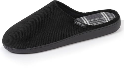 Isotoner Chaussons pantoufles Mules homme ultra confortables semelle à mémoire de forme, 40 EU, noir