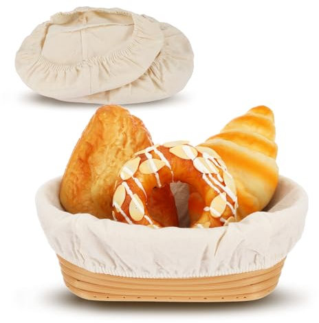 YBEATY 4PCS Round Bread Proofing Basket Liners Banneton Liner Basket Cloth Liner Non-Stick Bread Bowl Elastic Cover Reusable Bread Baking Dough Supply Accessories Cover for Rising Proofing Dough