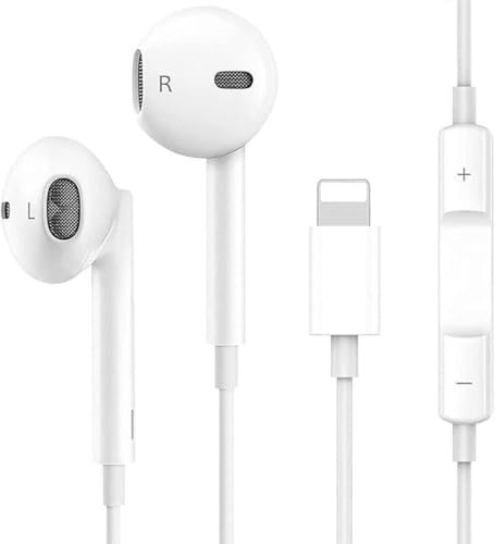 ROOSTON Ecouteur pour iPhone, Casque Antibruit Stéréo HiFi avec Microphone Contrôle du Volume, Écouteurs Filaire pour iPhone 14/14 Pro/13/13 Pro/12/12Pro/SE/11/11Pro Max/XS Max/X/XR/8/7 (Blanc)