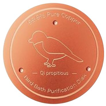 Kupfer-Vogelbad, Kupfer-Reinigungsdisk, 3,94 Zoll (9,4 cm) Triple Point Support Design, All Season Water Purifier, Birdbath Bowl Zubehör für Backyard, Feeding Stations, Garten, Terrasse