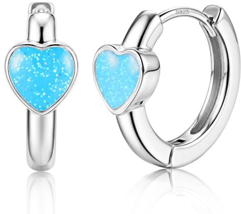 MILACOLATO Boucles d'oreilles Femme Argent 925 Hypoallergénique Creoles | Femme Enfant Fille Boucles d'oreilles Créoles Mignonnes en Forme de Cœur Cadeau de Bijoux Enfants Fille