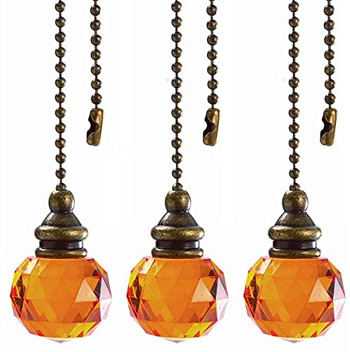 Akahttbn Ceiling Fan Pull Chain, Extension Chains with Decorative Yellow Ball Pendant, 12 Inches Fan Pulls Set For Ceiling Light Lamp Fan Chain,3 Pcs (Bronze)