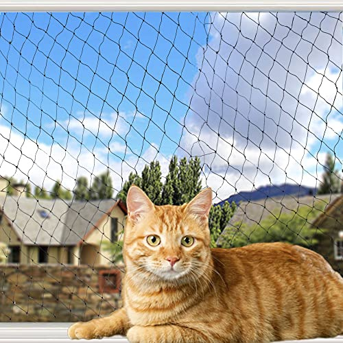 YOKMO Cat Balcony Rail Net Anti-Fall Netting Pet Mesh Fence, Black Nylon, 10 x 13ft