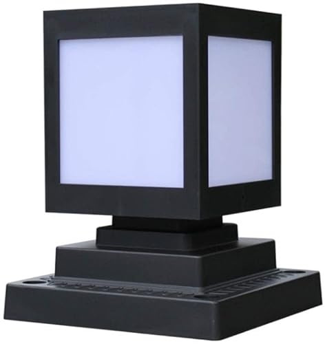 LANMOU Luces de Poste Exterior, Lámpara Solar Exterior IP65 Impermeable Lámpara de Columna Negro ABS Lámpara de Jardín para Villa Balcón Terrazas Porche Farola,Warm light