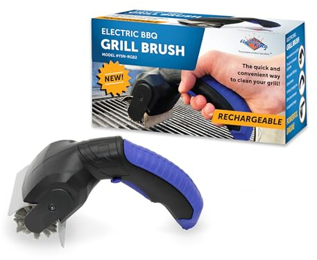 Flame King Spazzola per polvere elettrica per griglia di barbecue, senza fili e ricaricabile, setole in acciaio inox, tipi di griglia