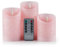 AnnSpa LED Kerzen Batteriebetriebene mit Fernbedienung, 3 Set Flammenlose Echtes Wachs Flackern Moving Wick Flackern Amber Yellow Light Pillar Candles, Unscented Wachs Rosa [Energieklasse G]