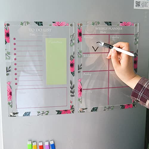 Youding Magnetisk kalender, återanvändbar månads- och veckokalender för kylskåp, akryl transparent kylskåp veckokalender, magnetisk, anslagstavla veckoplanerare, märkningstavla för kylskåpsmarkör