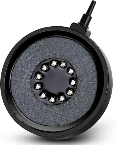 fishkeeper Aquarium Air Bubble Light, LED Fish Tank Bubbler Stone Disk with 11 Super Bright Lamp Beads, 16 Colors and 4 Modes Adjustable for Fish Tank Decoration Oxygenation