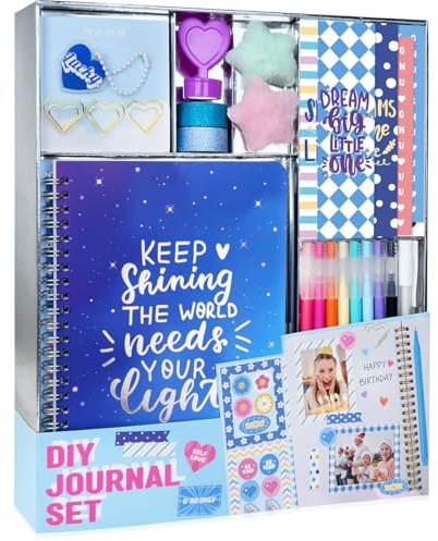 Nollh DIY Journal Kit for Girls – Cute Journal Set for Teen Tween Girls Gifts, Stationary Set, Scrapbook & Diary Supplies Set, Gifts for 8 9 10 11 12 13 14 Year Old Girl