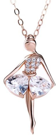 KONFEN Ballerina Dancer Necklace for Women, 925 Sterling Silver Ballet Dancer Pendant Necklace for Girls with Zircon, Ladies Jewellery Gift for Her Girlfriend Anniversary Birthday Christmas, Gold