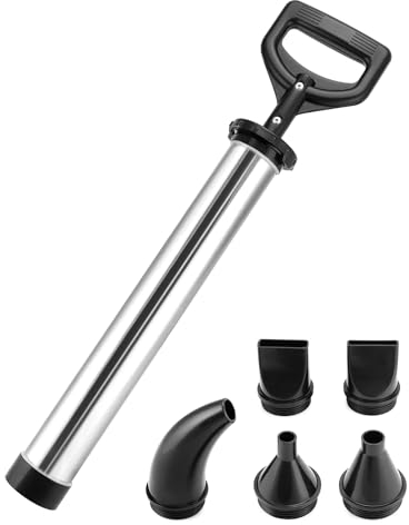 QWORK® Bomba de mortero de acero inoxidable, pistola para juntas con 5 boquillas, Pistola de lechada manual, para mortero