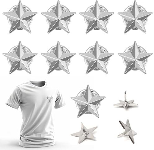 Étoile Badge Épinglette en Métal - 12 Pièces Broche Pentagramme