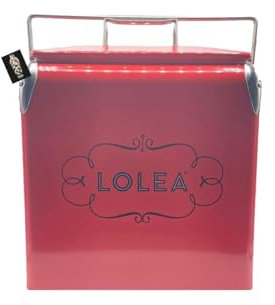 Lolea Kühler Kühlbox Termobehälter Kühltasche aus Metall Retro Rot Breite: ca. 30cm, Höhe: ca. 36cm, Tiefe: ca. 23cm