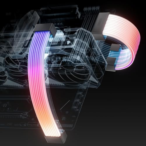 AsiaHorse Aurora-CO Gaines de Câble ARGB [Gaine Seulement - Pas DE CÂBLE NI CONTRÔLEUR], Kit Gaine ARGB Souple pour Câbles d'alimentation Existants 24-Pin / 2 * 8-Pin / 12+4-Pin, Sync 5V 3-Pin