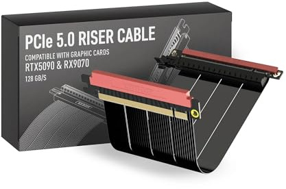LINKUP AVA5 PCIE 5.0 strömkabel, RTX5090 RX9070 GPU-redo, x16 128 Gbit/s, kompatibel med Nanoq S, designad för Mini ITX-höljen, total längd 22 cm, dubbel inversion, svart