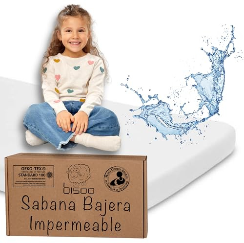 Bisoo Drap Magique. Drap-Housse Imperméable 90x180 Blanc pour Lit Junior