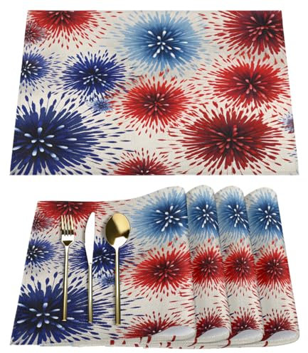 Set di 4 tovagliette con motivo astratto fuochi d'artificio per tavolo da pranzo, lavabili, per la decorazione della cucina di casa, 30,5 x 45,7 cm