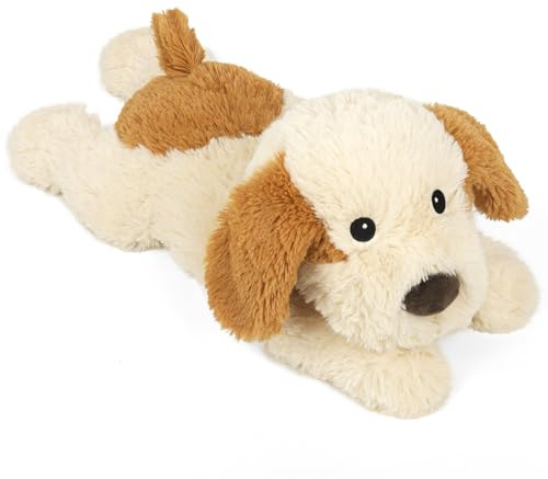Brown Dog Stuffed Animals, Microwavable Stuffed Animal Adorable Fluffy Puppy Plush for Warmth Comfort, Heatable Coolable Lavender Scent Dog Toys, Cute Soft Dog Plushies for Kids Boys Girls Adult Gifts