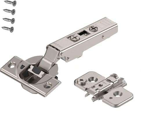 Blum Clip Top BLUMOTION 110° Soft-Close Hinges with Mounting Plates for Frameless cabinets – Full Overlay, Nickel-Plated Steel (2 Hinges, 2 Plates, Mounting Screws)
