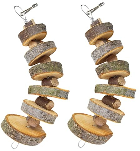 Whyzsjnclg Jouets pour Lapin, 2 pièces Jouets à mâcher pour Lapin, Bois Naturel sûr, à mâcher Amusant, Boule de Hamster Ronde, Jouet en Bois Suspendu pour Lapins, Chinchilla, guinée, Balle de Hamster