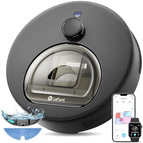 Lefant M330 Plus Robot Aspirapolvere Lavapavimenti con Mappatura, 5000Pa Aspirazione, Laser dToF, 150min, Anti-Groviglio, Evita Tappeti, Alexa APP WiFi, Ideale per Animali Domestici