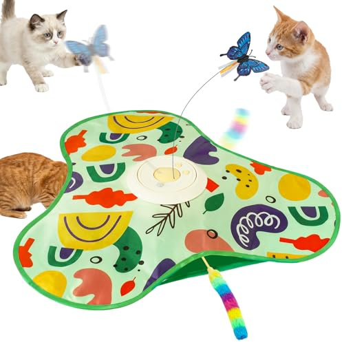 Ckin pet Jouet Interactif pour Chat d'Intérieur, Jouet Automatique Rechargeable avec Papillon & Plume Cachée, Détection Tactile, 3 Vitesses, Jouet Intelligent pour Chaton et Chat Adulte