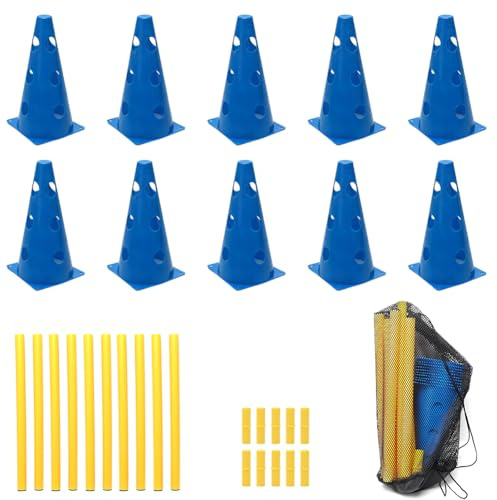 Wapasezyar Sports Häckset, Agility-set för hundar, hinder för hobby ridning, hundsport, cavaletti-hinder för agility-träning, barn och hästar, 23 cm höga, 8 stång 80 cm långa
