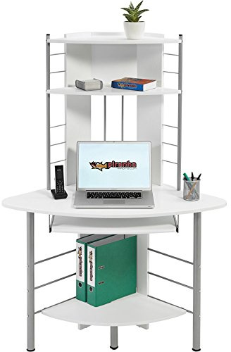 Compact Corner Computer Desk and Workstation with Shelves for the Home Office Piranha Furniture Oscar PC 8s