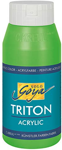 KREUL 17064 - Solo Goya Triton Acrylfarbe fluoreszierend grün, 750 ml Flasche, schnell und matt trocknend, Farbe auf Wasserbasis, in Studienqualität, vielseitig einsetzbar, gut deckend und ergiebig