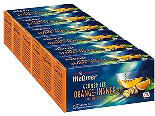 Meßmer Grüner Tee Orange-Ingwer, 25 Beutel, 6er Pack (6 x 44 g)