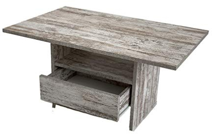 Möbel SD Couchtisch mit Schublade Wohnzimmertisch Kaffeetisch Celine Canyon White Pine