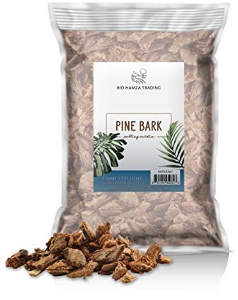 Pine Bark Mulch, 100% Natural Pine Bark Mulch, House Plant Cover Mulch, Potting Media, and More (8qt)