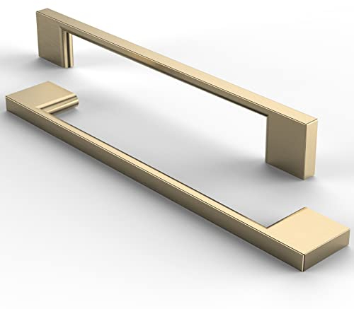 FURNIWARE 10 Stück Möbelgriffe Schrankgriffe Küchengriffe Griffe Gold Schubladengriffe 160mm lochabstand -Messing Gold Edelstahl Gebürstet