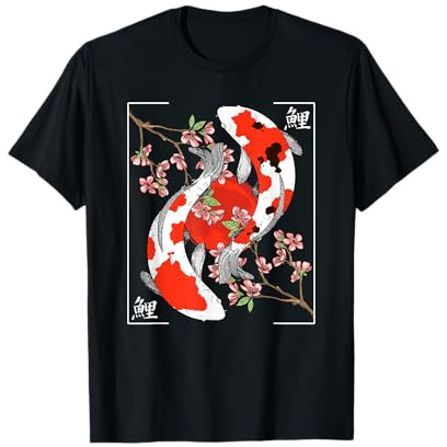 Pescado japonés de la carpa de Koi Nishikigoi Estético de la flor de cerezo Camiseta