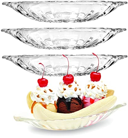 binsakao Banana Split Dish Boat, Eiscreme-Eisschale, Dessertschale, transparent, 4 Stück,180ml
