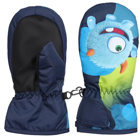 FAYHIJUN Guanti da sci per bambini Guanti caldi invernali per ragazzo ragazza antivento neve snowboard ciclismo equitazione sport 1-9 anni (M(età 4-6), Navy)