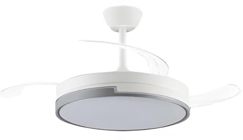 AKUNADECOR Ventilador Plumax Acabado Blanco/gris Tecnologia Led Y Control Remoto Con Temporizador