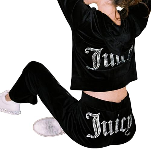 Reuvv Women Tracksuit Long Sleeve 2 Piece Outfits Velour for Velvet Jogging Workout Sets Ladies Hot Drilling Sports Fashion Casual Suit
