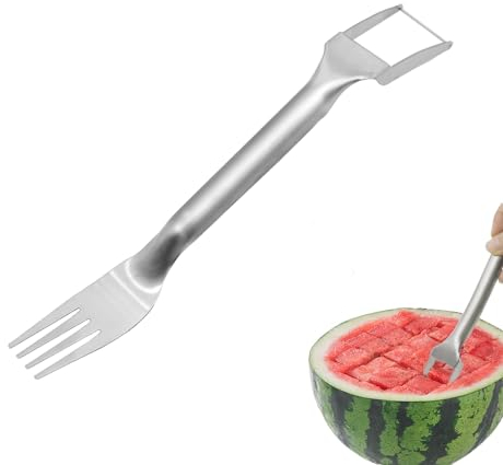 2-in-1 Watermelon Slicer and Cutter - Stainless Steel Double Head Fork for Kitchen, Home, Party, Family, Camping