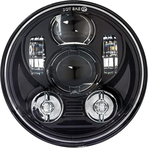 TINMAGI 5.75 Pollici Faro LED Moto 6000-6500K, Fari Moto Rotondo 45W per Harley Touring, Softail, Dyna, Sportster e Tutti Gli Altri Modelli, Nero