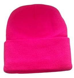 makio Gorro Invierno Hombre Mujer. Gorros Correr Running Deporte Suave Caliente con Lengüeta y Doble Cobertura (Rosa Fluor)