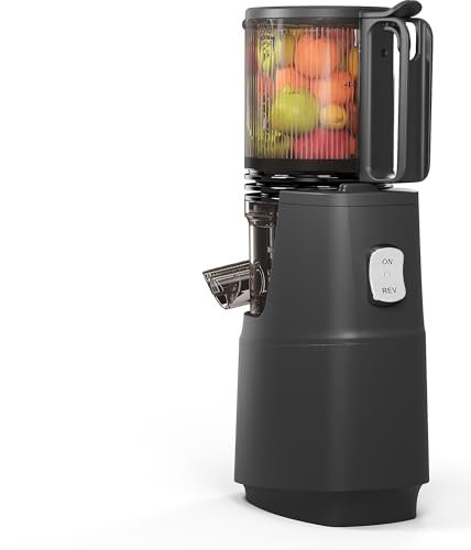MAISON HUIS Entsafter Slow Juicer mit 13.5cm Extra Großem Einfüllschacht für Ganze Früchte und Gemüse, leicht zu Reinigen Entsafter Gemüse und Obst, Hohe Saftausbeute Juicer Machine,Schwarz
