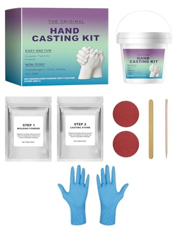 Genérico Kit Para Hacer Moldes De Manos | Kit Para Esculturas En Yeso De Parejas Con Guantes Incluidos - Set Manualidades Con Guantes, Molde Recuerdo Para Mujeres, Mamá y Regalo Día De La Madre
