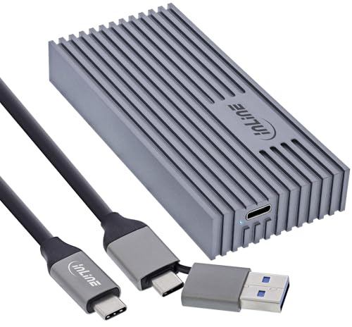 InLine USB4 M.2 SSD-hölje, USB-C till M.2 NVMe, aluminium, upp till 40 Gb/s, Thunderbolt 3/4-kompatibel, inkl. tillbehörsset, 0031J