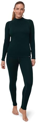 DANISH ENDURANCE Completo Termico Donna in Lana Merino, per Il Freddo Estremo, per Donne e Ragazze, Verde Scuro, L