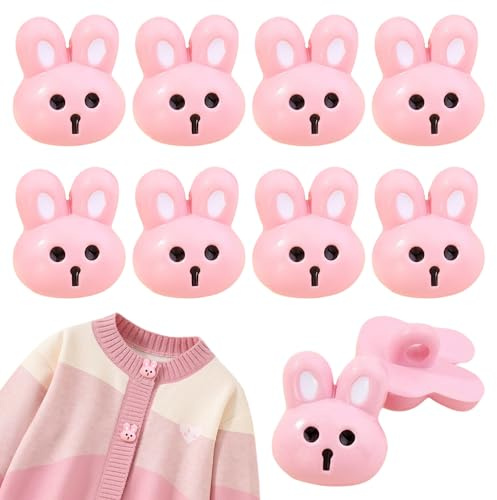 10pcs Rabbit Shaped Buttons for Children's Coats DIY Craft Decorations Sewing Resin Buttons Shirt Pink