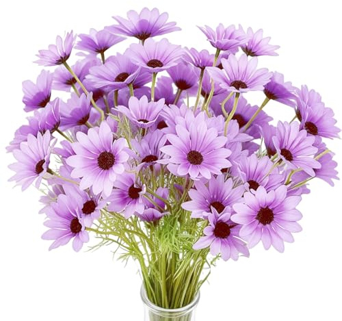 CENCERY 10-pack Lila Konstgjorda Tusenskönor, Bukett med Konstblommor för Heminredning, Pyssel och Festdekorationer