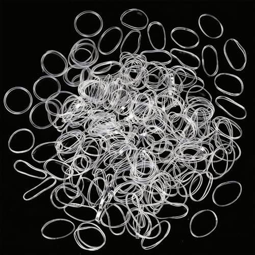 500 Pcs Clear Thin Hair Elastics, Small Elastic Bands for Girls Hair, Mini Rubber Bands for Kids Braids & Wedding Hairstyles, Strong Hold Hair Bands