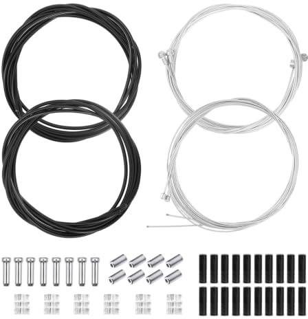 Pack de 4 Cable Cambio Bicicleta, Cable Freno Bicicleta, Kit Universal con Carcasa de PVC y Acero Inoxidable, Repuesto para Bicicletas de Montaña y de Carretera